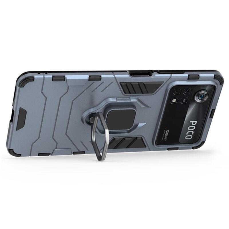 Guardy tartós hibrid borító ujjbeggyel a Xiaomi Poco X4 Pro 5G-hez - kék