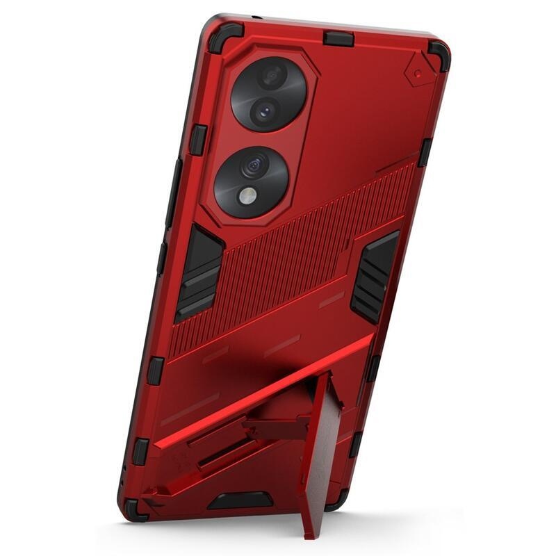 Guardy Tartós hibrid borítás dönthető állvánnyal a Honor 70 5G készülékhez - Piros