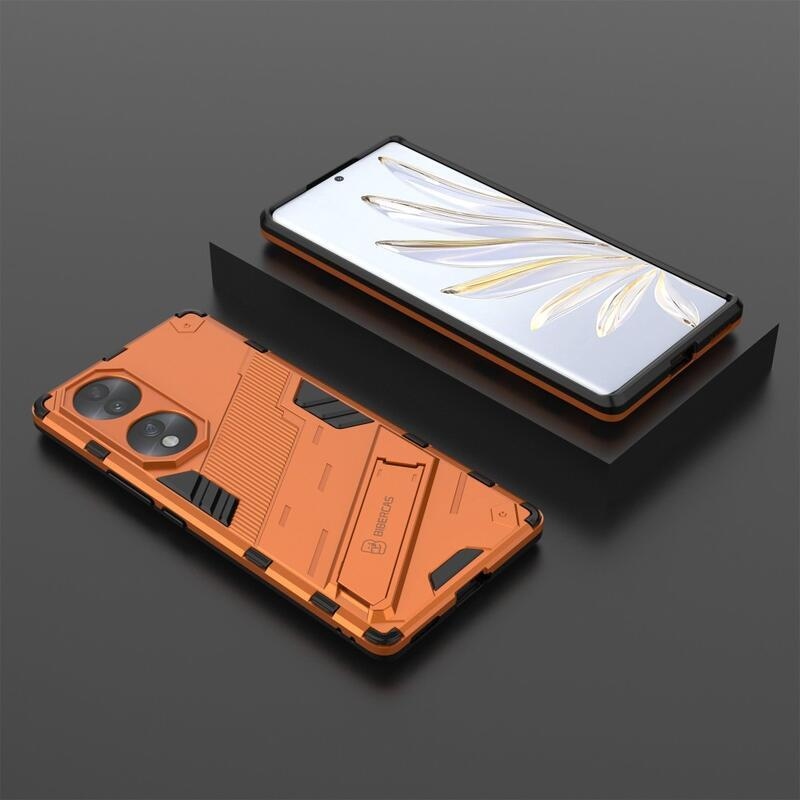 Guardy Tartós hibrid borítás dönthető állvánnyal a Honor 70 5G készülékhez - narancssárga