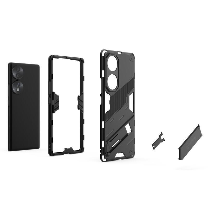 Guardy Tartós hibrid borítás dönthető állvánnyal a Honor 70 5G készülékhez - narancssárga