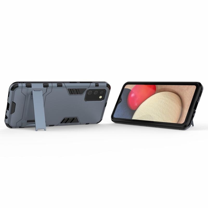 Guard tartós hibrid borítás felhajtható állvánnyal Samsung Galaxy A02s (164.2x75.9x9.1mm) - kék