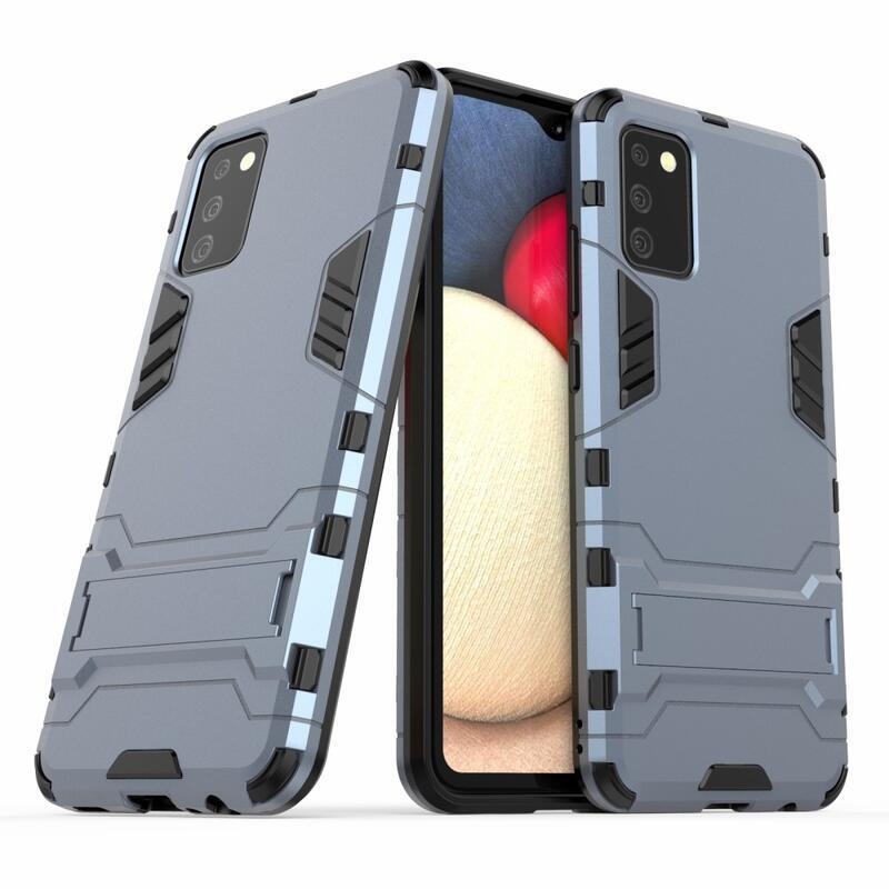 Guard tartós hibrid borítás felhajtható állvánnyal Samsung Galaxy A02s (164.2x75.9x9.1mm) - kék