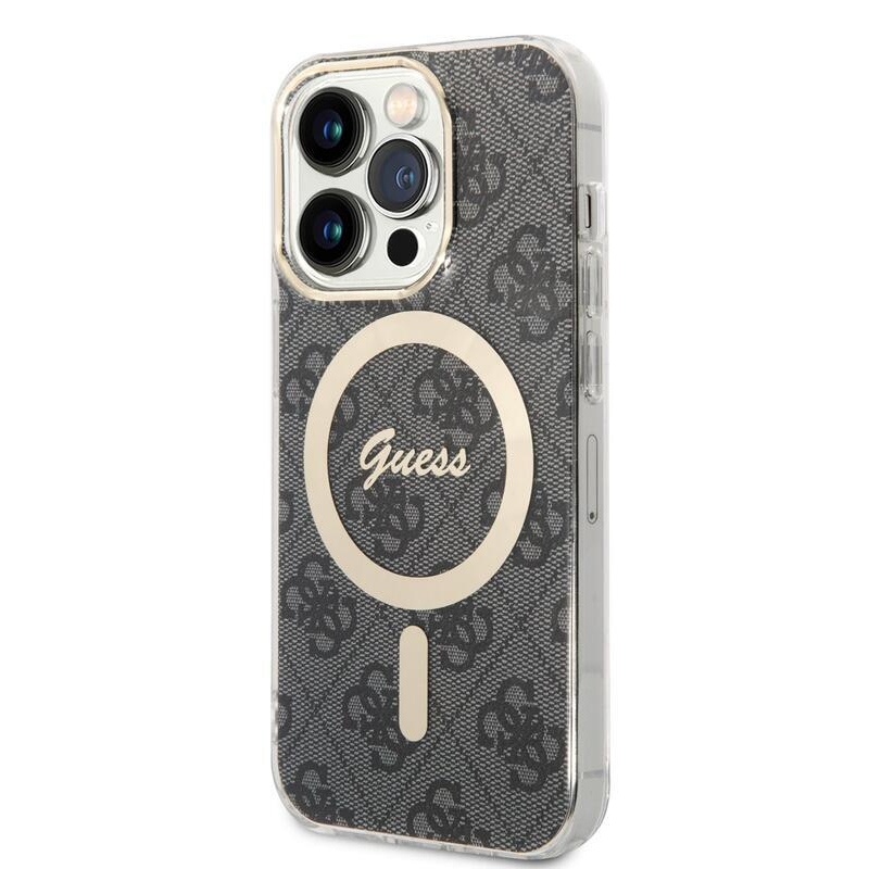 Guess 4G IML zselés tok MagSafe készülékkel iPhone 14 Pro készülékhez - fekete