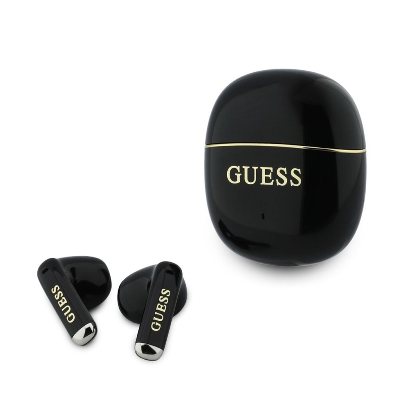 Guess Gold Line Glossy Classic Logo TWS vezeték nélküli fülhallgató, fekete