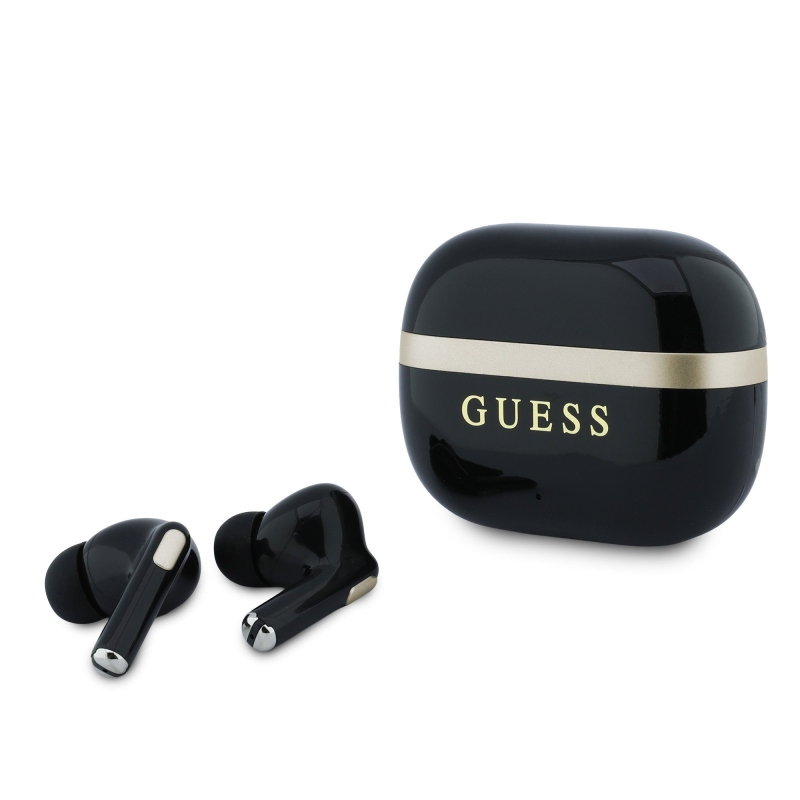 Guess Gold Line Glossy Finish TWS vezeték nélküli fülhallgató, fekete