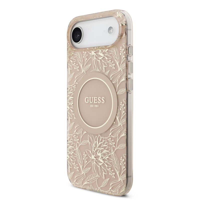 Guess IML Virágok Allover Strap MagSafe hátlapi borító iPhone Air rózsaszínhez