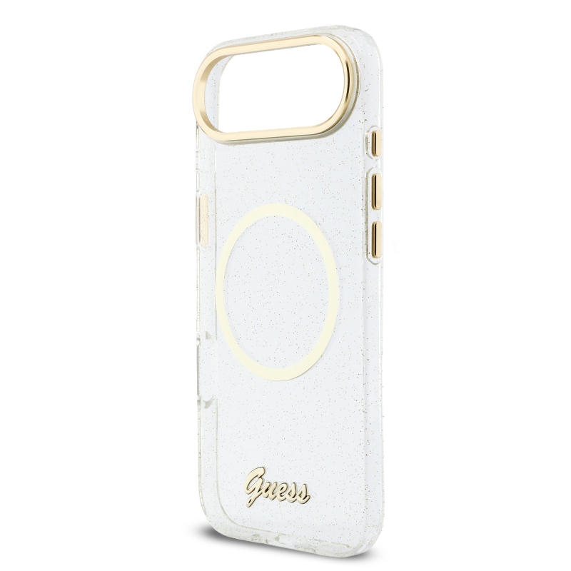 Guess IML Glitter Script Strap MagSafe hátlapi borító az iPhone Airhez Átlátszó