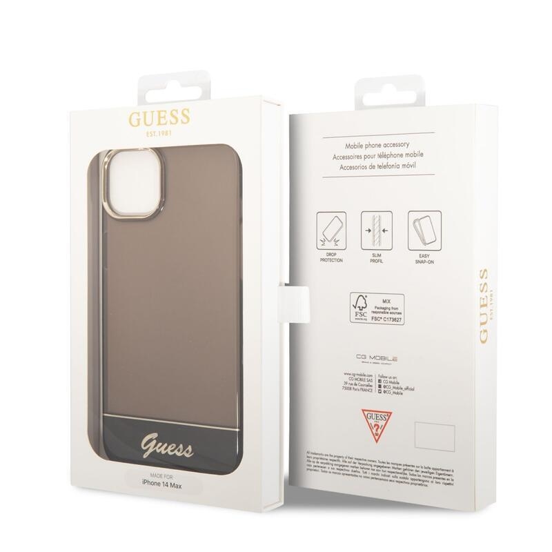 Guess körvonalazott zselés tok fix hátlappal iPhone 14 Plus készülékhez - fekete