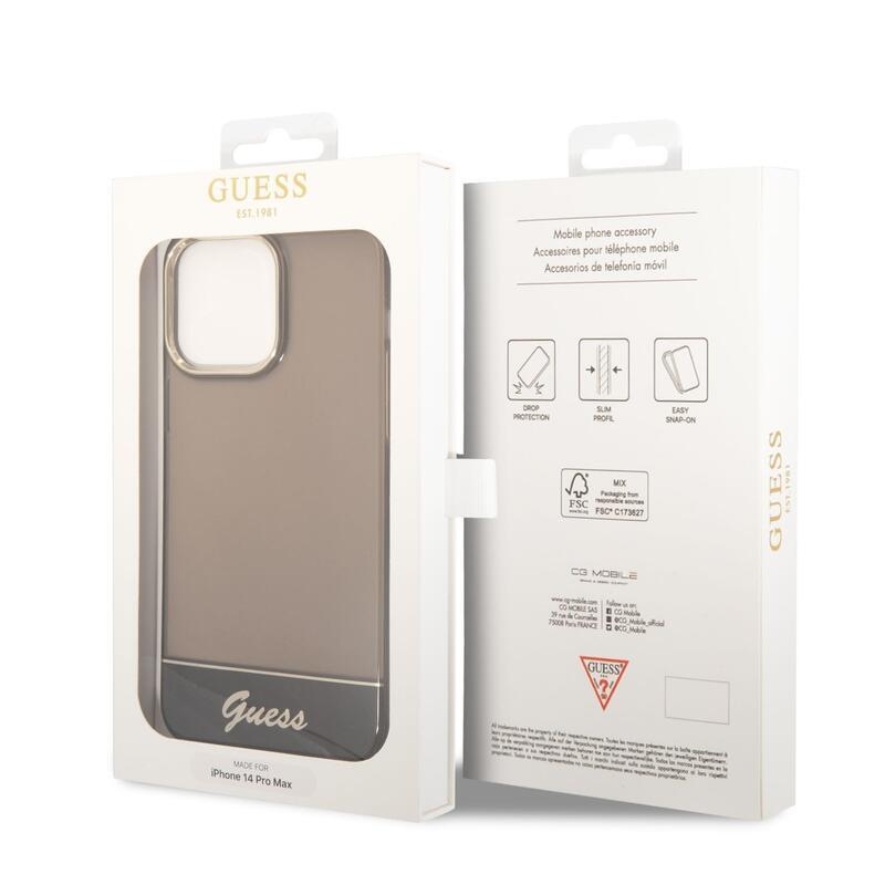 Guess körvonalazott zselés tok fix hátlappal iPhone 14 Pro Max készülékhez - fekete