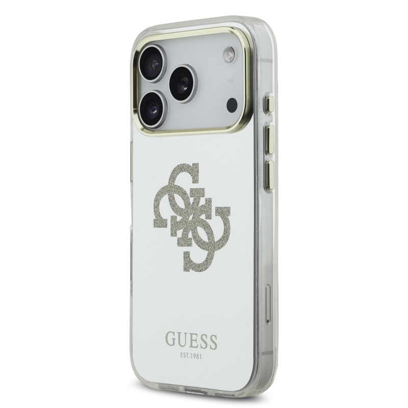 Guess PC/TPU Mirror 4G Glitter Logo MagSafe hátlap az iPhone 17 Pro-hoz Arany