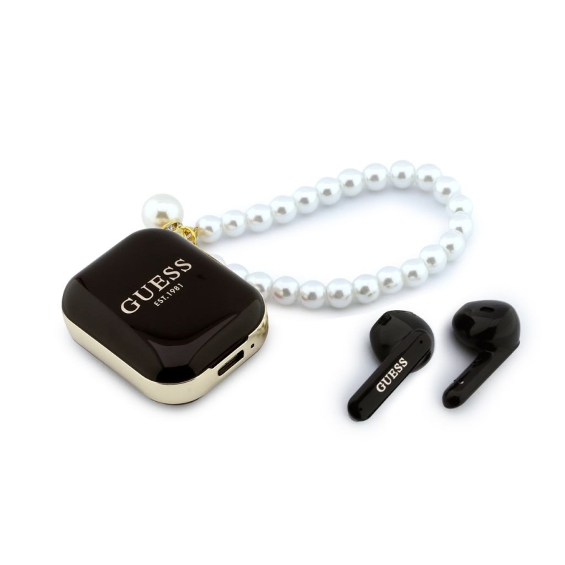 Guess Pearl Strap TWS vezeték nélküli fülhallgató, fekete