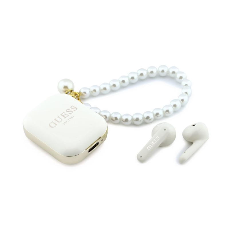 Guess Pearl Strap TWS vezeték nélküli fülhallgató, fehér