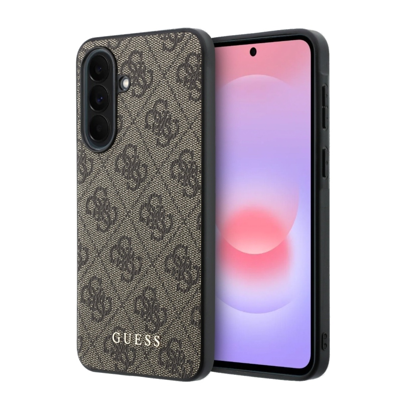 Guess PU 4G fém klasszikus logós hátlap Samsung Galaxy A37 barna