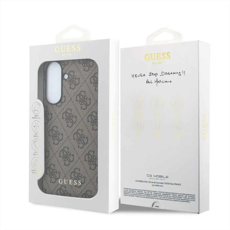 Guess PU 4G fém klasszikus logós hátlap Samsung Galaxy A57 barna