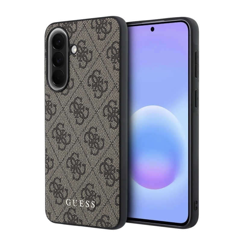 Guess PU 4G fém klasszikus logós hátlap Samsung Galaxy A57 barna
