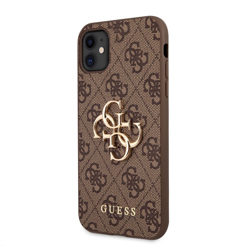 Guess PU 4G fém logós hátlap iPhone 11 barna iPhone 11-hez barna