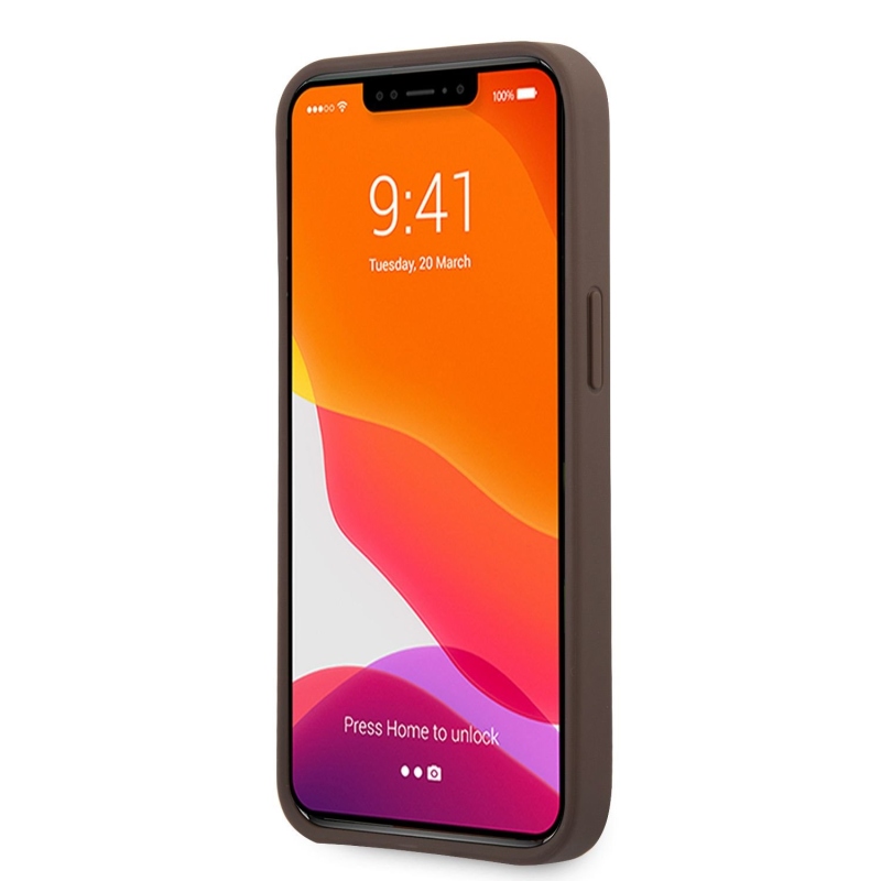 Guess PU 4G fém logós hátlap iPhone 13 Pro barna színűre