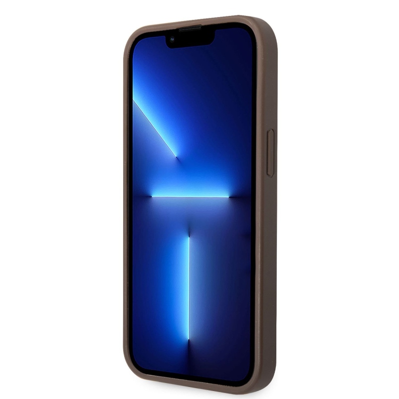 Guess PU 4G fém logós hátlap iPhone 14-hez Barna