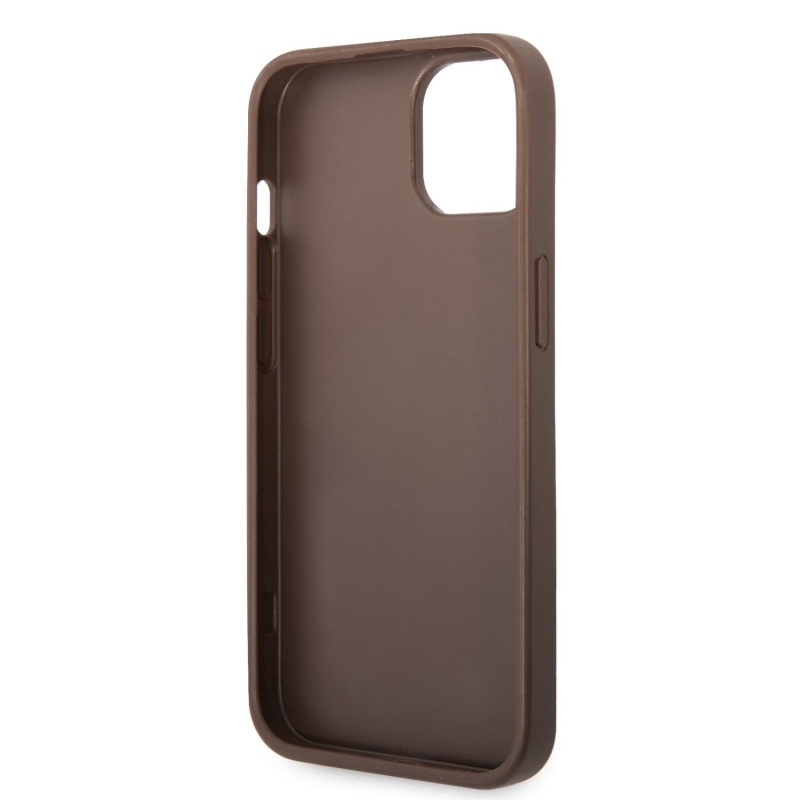 Guess PU 4G fém logós hátlap iPhone 14-hez Barna