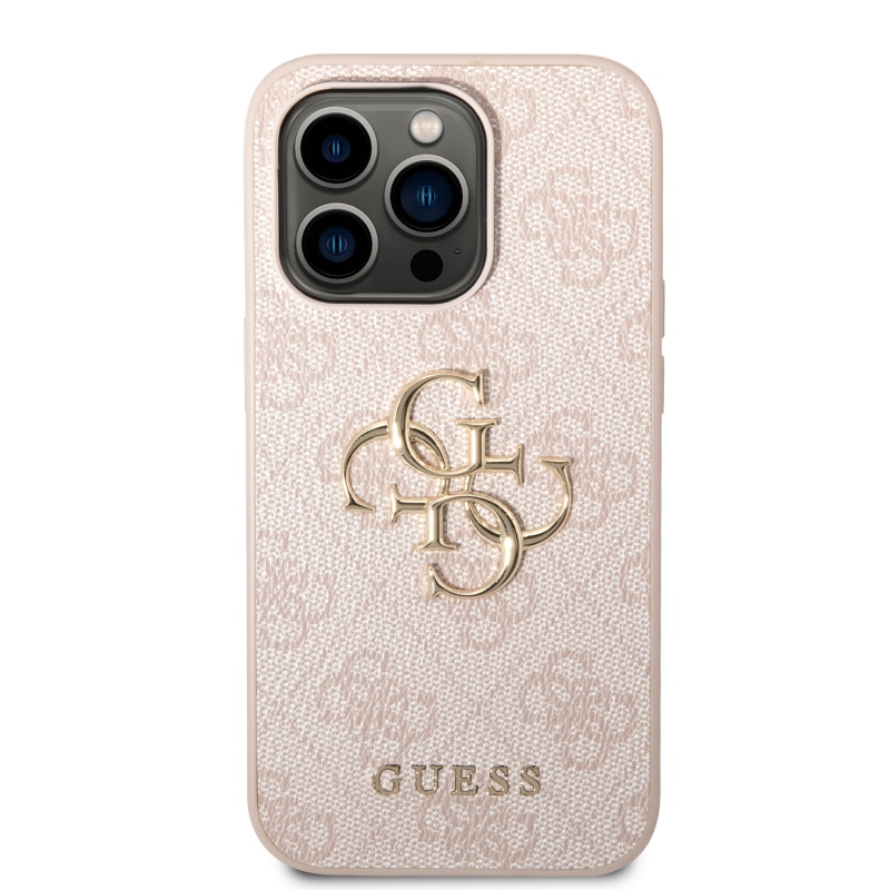 Guess PU 4G fém logós hátlap iPhone 15 Pro rózsaszínhez
