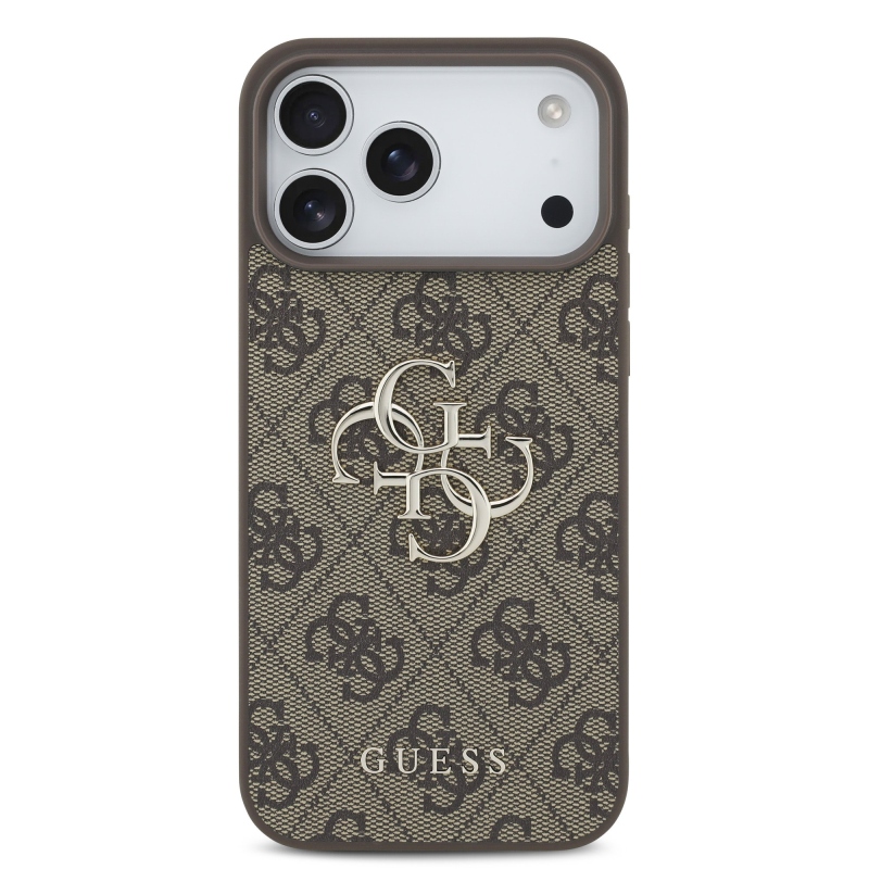 Guess PU 4G Metal Logo hátsó tok az iPhone 18 Pro-hoz, barna