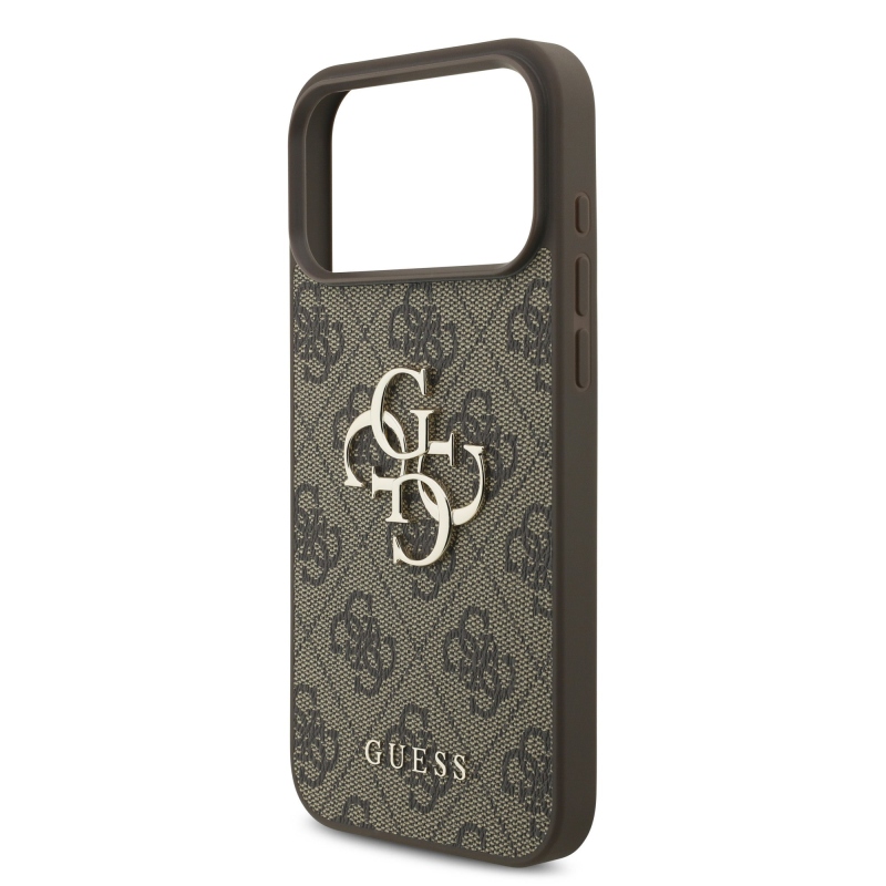Guess PU 4G Metal Logo hátsó tok az iPhone 18 Pro-hoz, barna