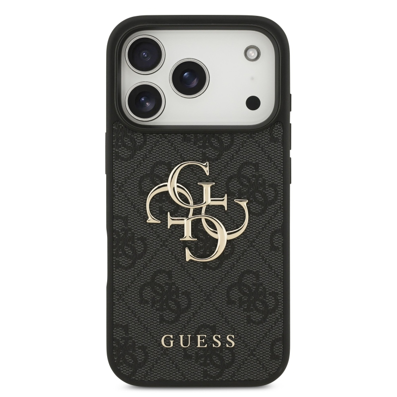 Guess PU 4G Metal Logo hátsó tok iPhone 18 Pro-hoz, szürke