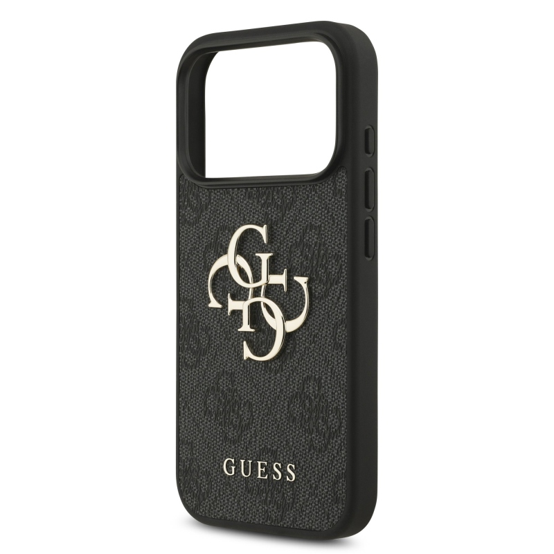 Guess PU 4G Metal Logo hátsó tok iPhone 18 Pro-hoz, szürke