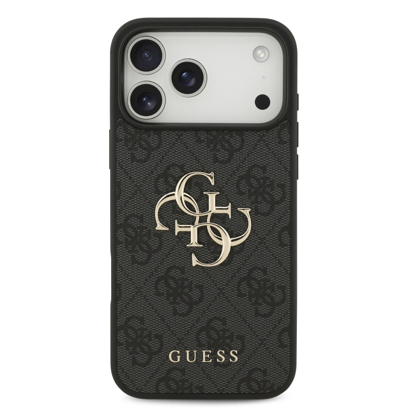 Guess PU 4G Metal Logo hátsó tok iPhone 18 Pro Max-hoz, szürke