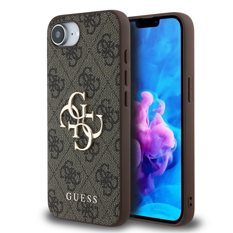 Guess PU 4G fém logós hátlap iPhone SE4 barna színű iPhone SE4 számára
