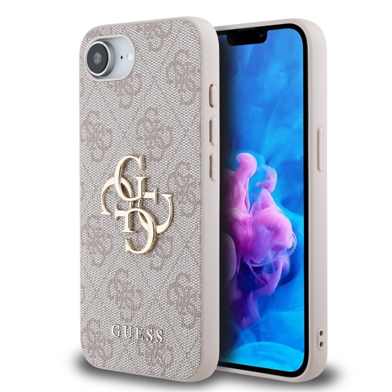 Guess PU 4G fém logós hátlap iPhone SE4 rózsaszínű iPhone SE4-hez