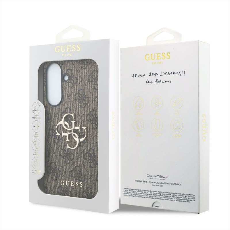 Guess PU 4G fém logós hátlap Samsung Galaxy A37 barna