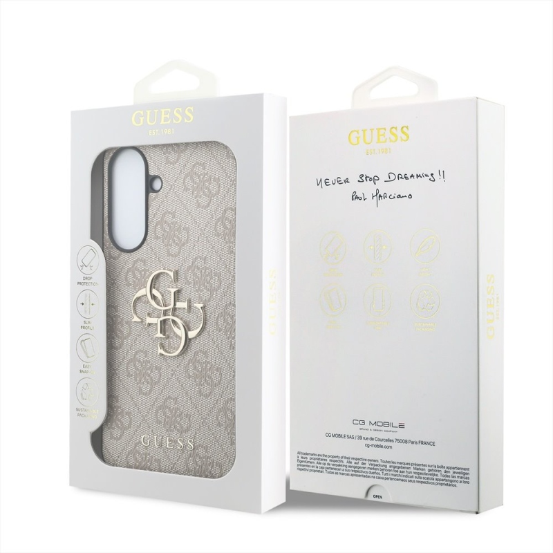 Guess PU 4G fém logós hátlap Samsung Galaxy A37 rózsaszínű borítóhoz