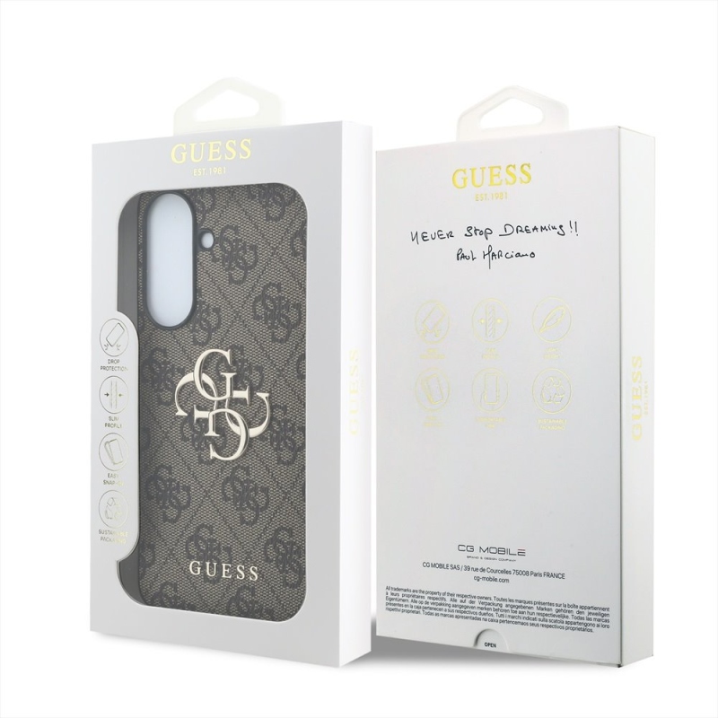 Guess PU 4G fém logós hátlap Samsung Galaxy A57 barna