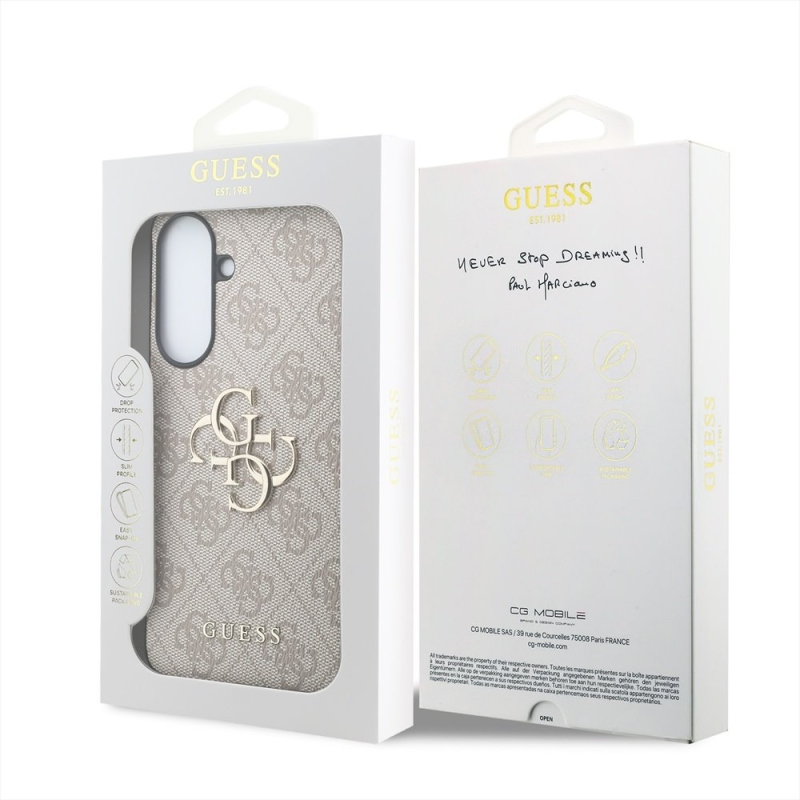 Guess PU 4G fém logós hátlap Samsung Galaxy A57 rózsaszínű borítóhoz