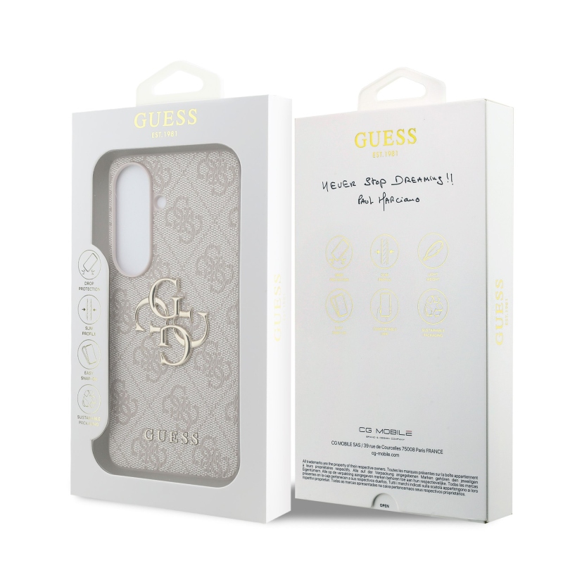 Guess PU 4G fém logó hátlap Samsung Galaxy S26 rózsaszín