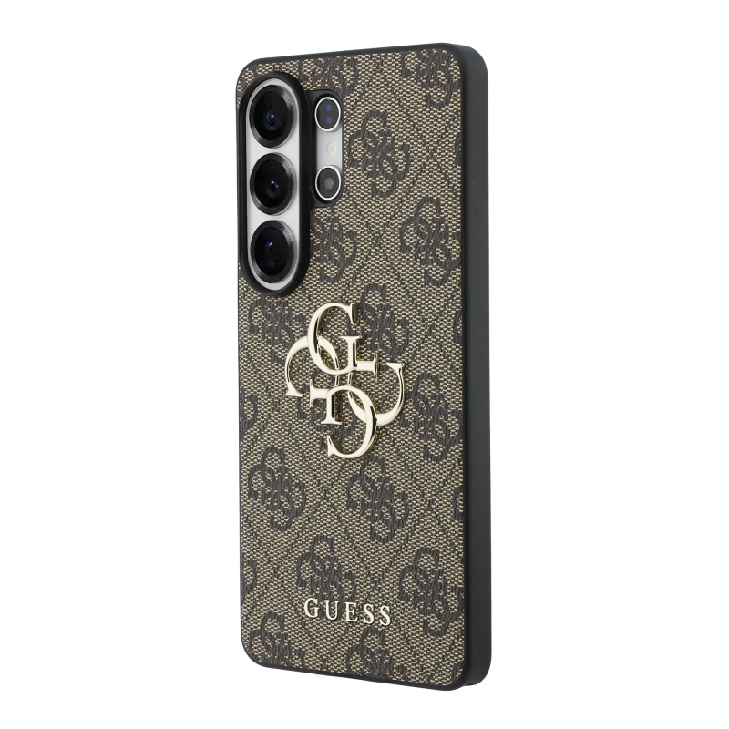 Guess PU 4G fém logós hátlap Samsung Galaxy S26 Ultra Brown számára
