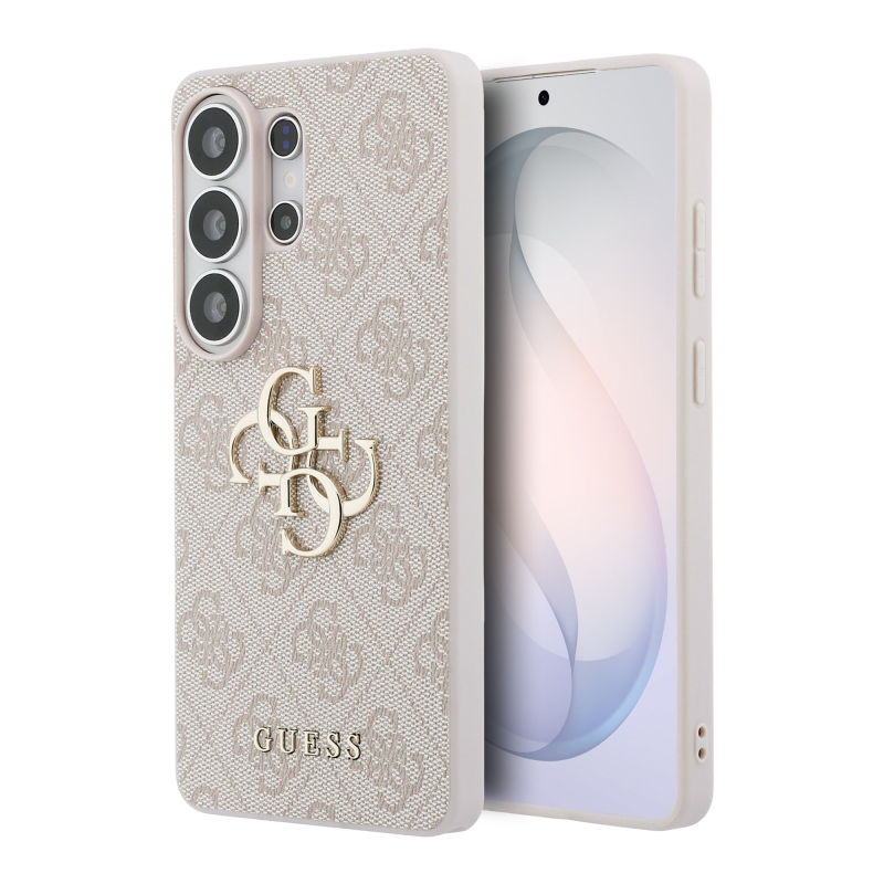 Guess PU 4G fém logós hátlap Samsung Galaxy S26 Ultra rózsaszín