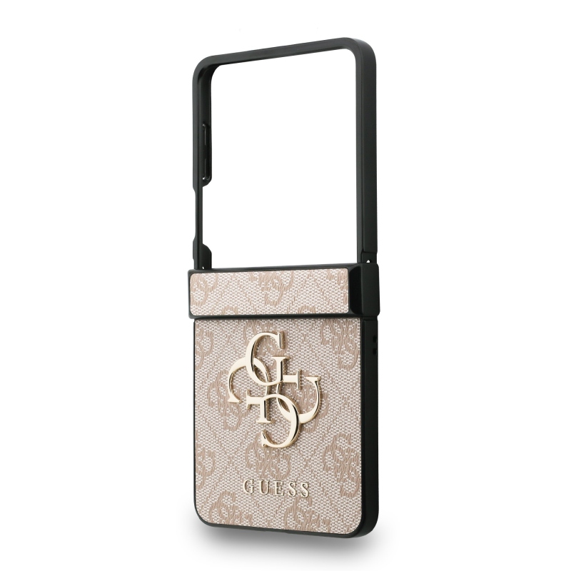 Guess PU 4G fém logós hátlap Samsung Galaxy Z Flip 7 rózsaszínű borítóhoz