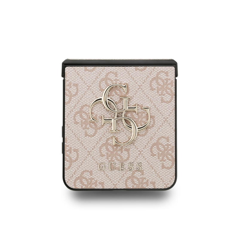 Guess PU 4G fém logós hátlap Samsung Galaxy Z Flip 7 rózsaszínű borítóhoz