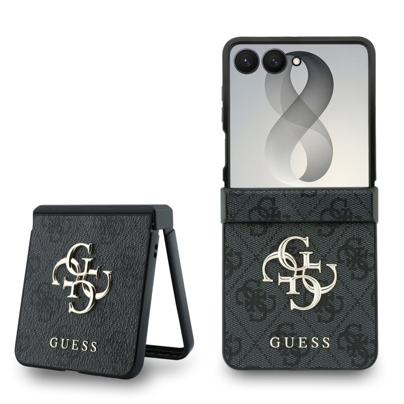 Guess PU 4G Metal Logo hátsó tok a Samsung Galaxy Z Flip 8-hoz, szürke