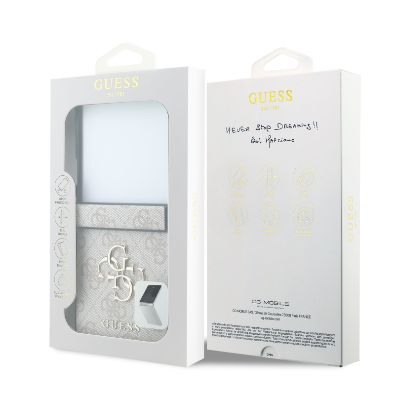 Guess PU 4G Metal Logo hátsó tok a Samsung Galaxy Z Flip 8-hoz, rózsaszín