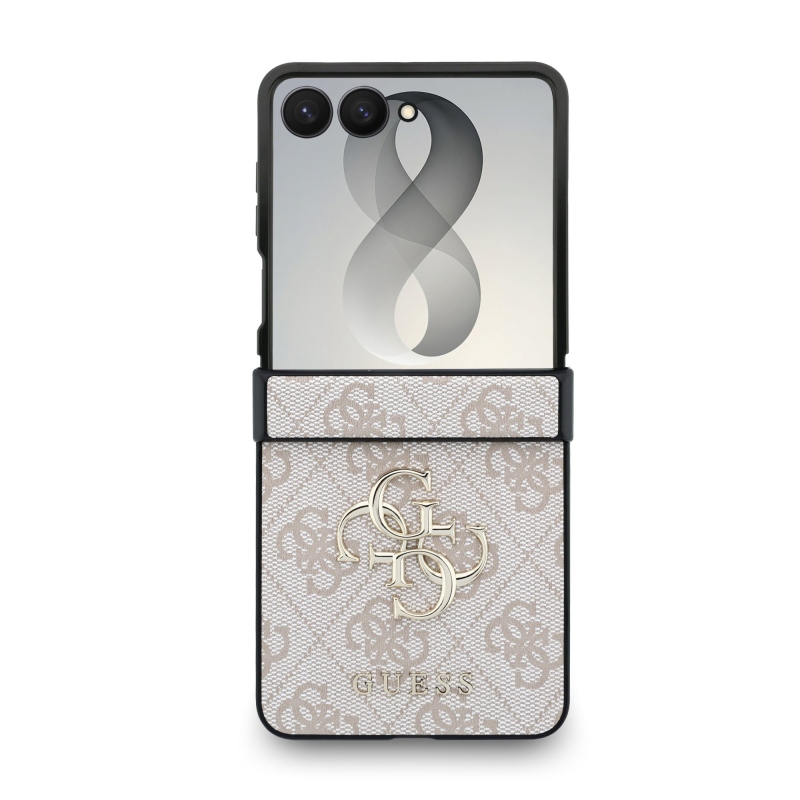 Guess PU 4G Metal Logo hátsó tok a Samsung Galaxy Z Flip 8-hoz, rózsaszín