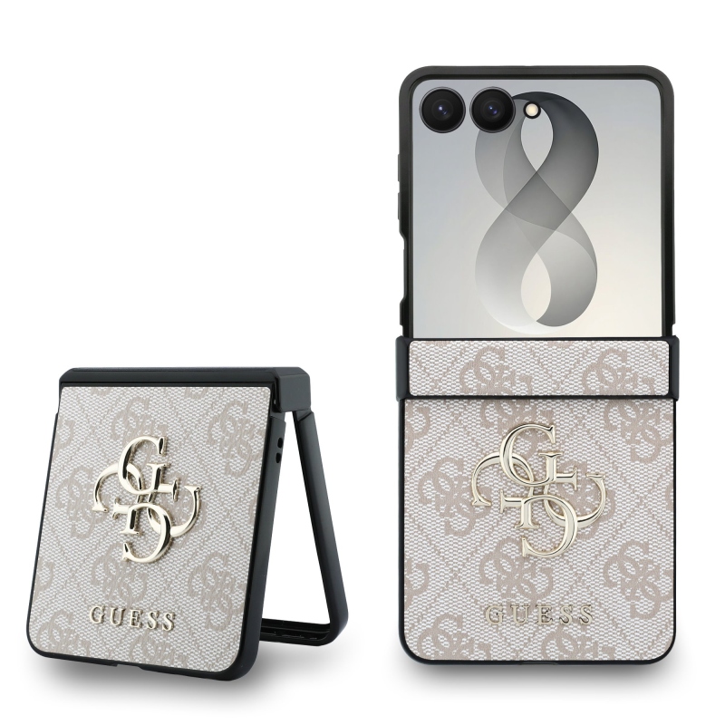 Guess PU 4G Metal Logo hátsó tok a Samsung Galaxy Z Flip 8-hoz, rózsaszín