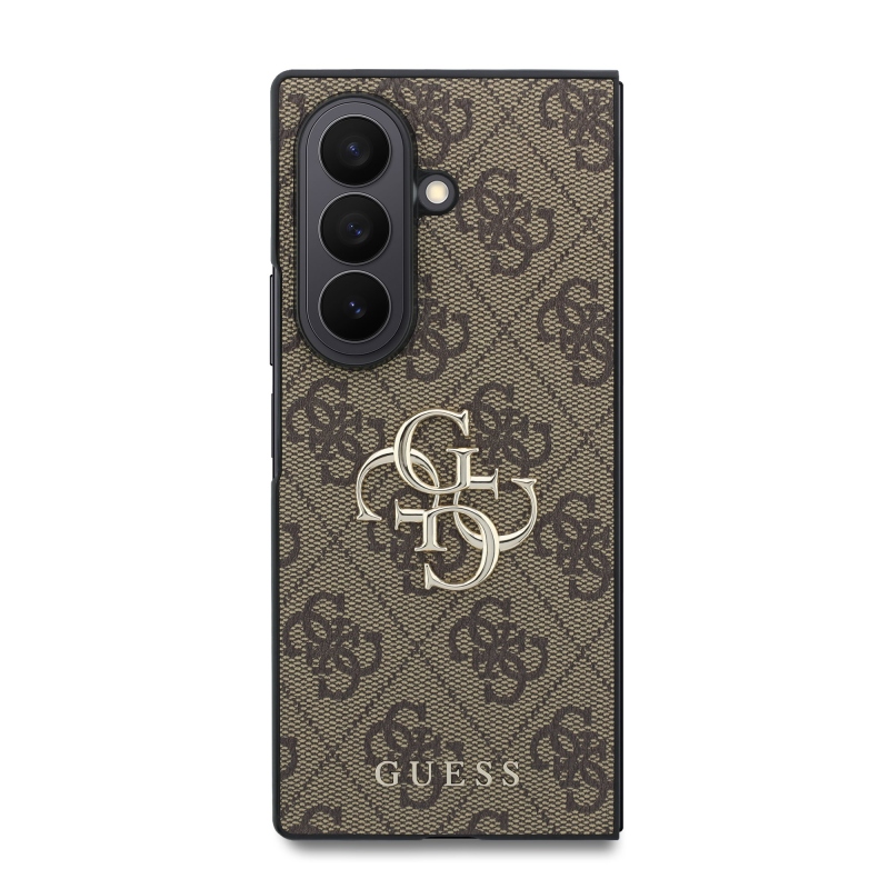 Guess PU 4G Metal Logo hátsó tok a Samsung Galaxy Z Fold 8 Ultra Brown készülékhez