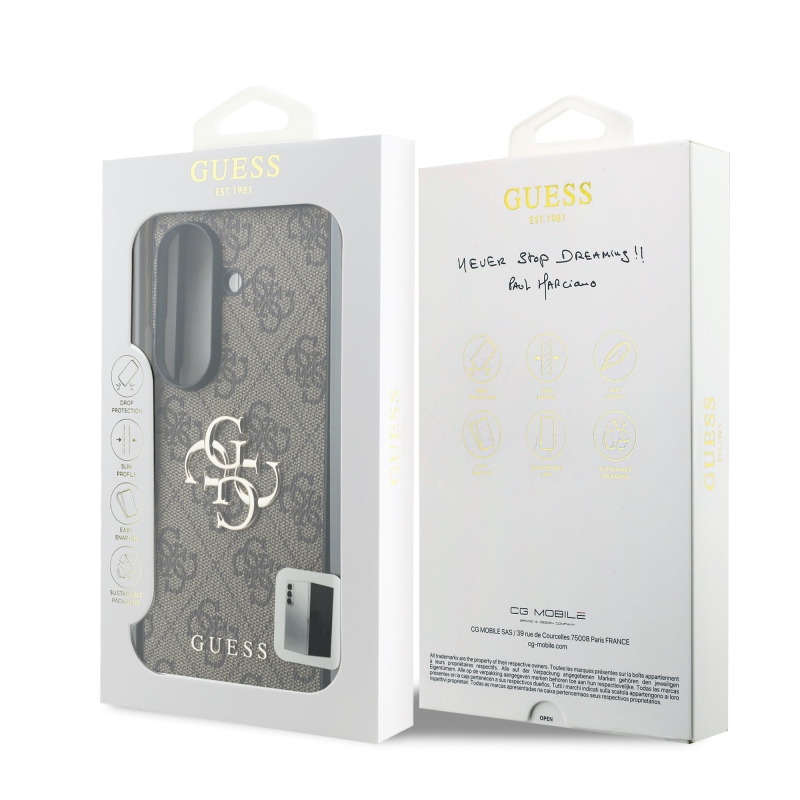 Guess PU 4G Metal Logo hátsó tok a Samsung Galaxy Z Fold 8 Ultra Brown készülékhez