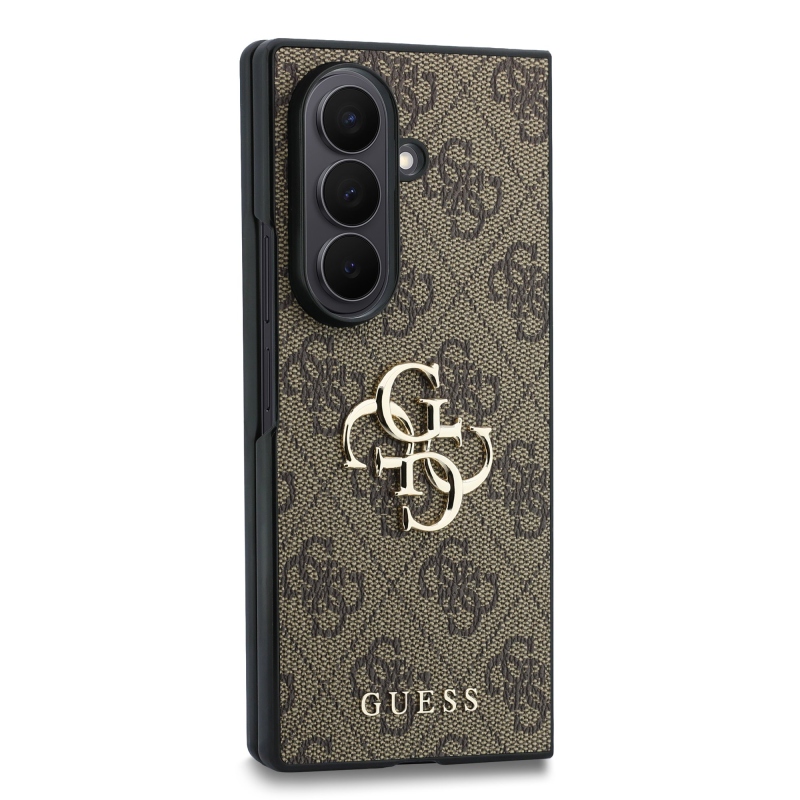 Guess PU 4G Metal Logo hátsó tok a Samsung Galaxy Z Fold 8 Ultra Brown készülékhez