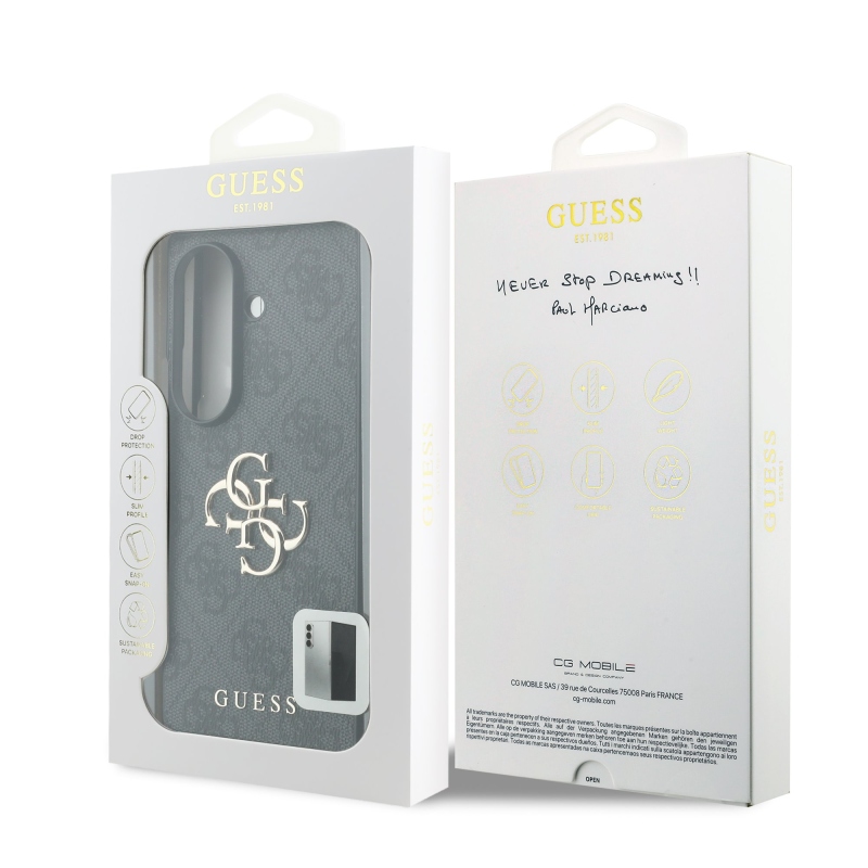 Guess PU 4G Metal Logo hátsó burkolat a Samsung Galaxy Z Fold 8-hoz, Ultra Grey