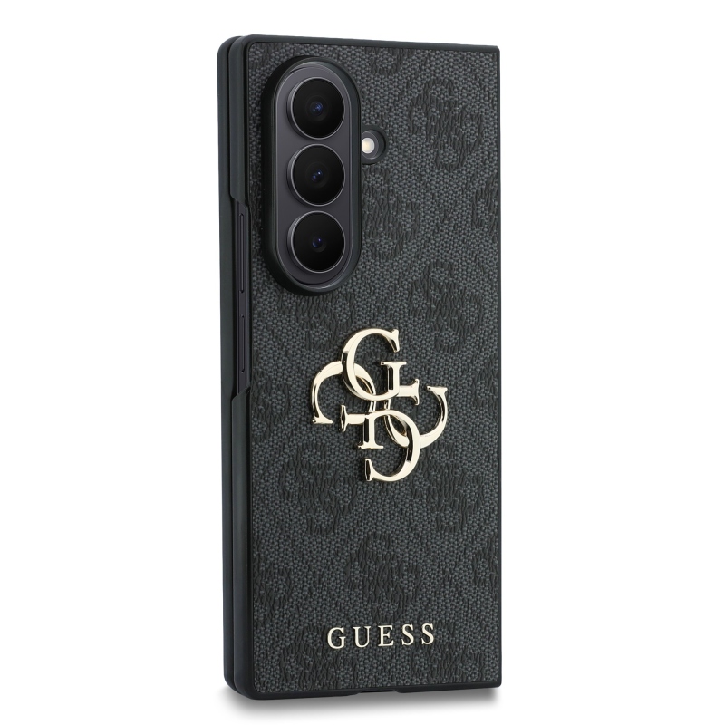 Guess PU 4G Metal Logo hátsó burkolat a Samsung Galaxy Z Fold 8-hoz, Ultra Grey