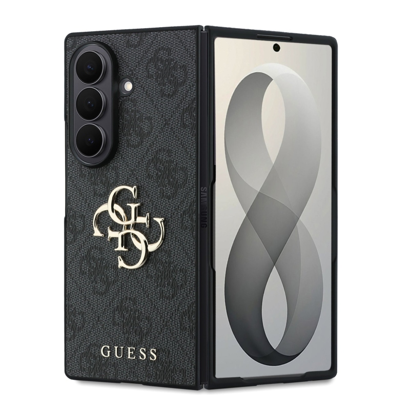 Guess PU 4G Metal Logo hátsó burkolat a Samsung Galaxy Z Fold 8-hoz, Ultra Grey